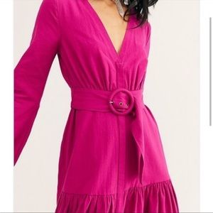 Free People Kendra Belted Maxi Dress In Magenta Pink